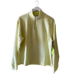 BP Wildfang Green Luminary Quarter Zip Mock Neck Velour Corduroy Pullover S